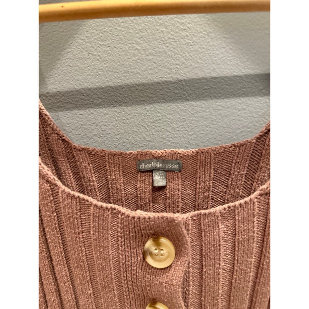 Charlotte Russe Paneled Knit Button Down Tank Top - Picture 3 of 6